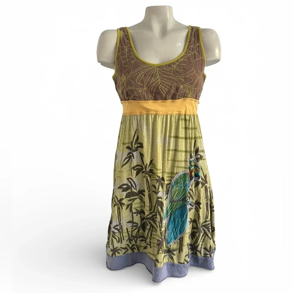 TORI RICHARD EMBROIDERED BIRD APPLIQUÉ DRESS SZ M - Picture 2 of 6